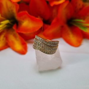 10ct Yellow Gold Layered Channel Set Ring TW417865