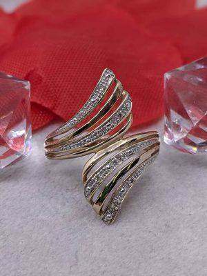 Ladies 9ct Gold Statement Crossover Diamond Ring - BL415295