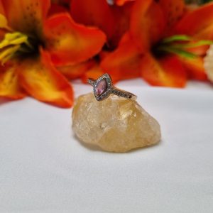 9ct Yellow Gold Purple Stone Halo Ring TW408919