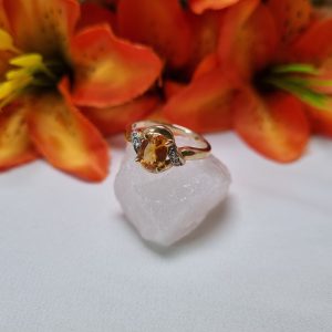 9ct Yellow Gold Solitaire Orange Stone Ring TW387141