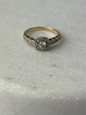 9ct yellow gold halo ring #GN432357