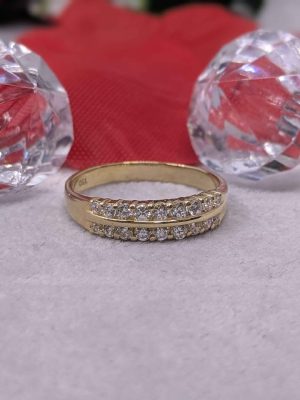 Ladies 18ct Gold Double Row Half Eternity Ring - BL416743-1