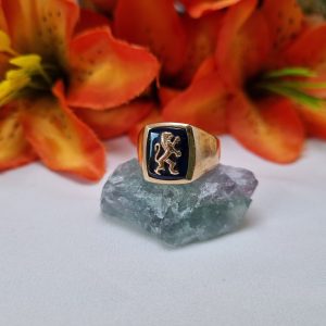 9ct Yellow Gold Lion Crest Signet Ring TW393493