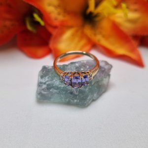 9ct Yellow Gold Purple Three Stone Ring TW419899