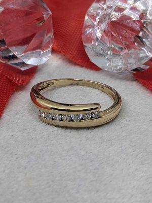 Ladies 9ct Gold Bypass Diamond Ring - BL411882