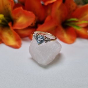 9ct Yellow Gold Blue Heart Stone Ring TW387152