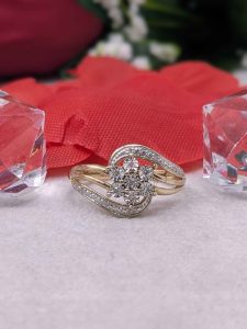 Ladies 9ct Woven Illusion Set Floral Ring - BL410885