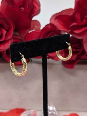 Ladies 9ct Gold Hoop Earrings - BL431665