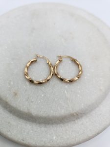 9ct Yellow Gold Twisted Hoop Earrings GN431409