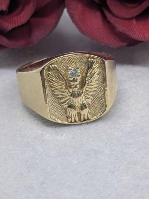 Men's 10ct Gold Eagle Signet Ring - BL429322