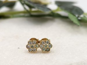 18ct Yellow Gold and Diamond Flower Earrings  GN421079