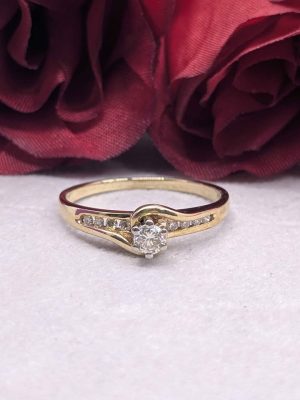 Ladies 9ct Gold Accented Solitaire Diamond Ring - BL381274