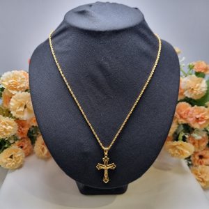22ct Yellow Gold Rope Chain and Cross Pendant TW413639