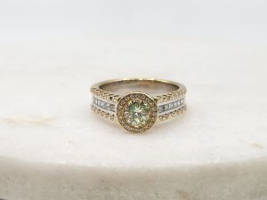 18ct Yellow and White Gold Valuated Diamond Set Halo Ring GN427914