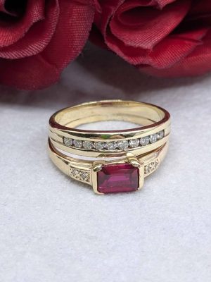 Ladies 9ct Gold Conjoined Two Ring Set - BL433844