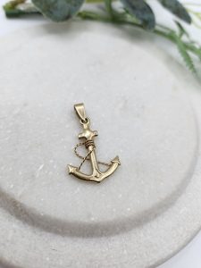9ct Yellow Gold Anchor Pendant GN434690