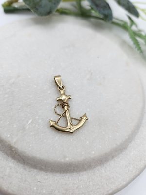 9ct Yellow Gold Anchor Pendant GN434690