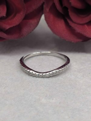 Ladies 10ct White Gold Curved Half Eternity Ring - BL426577