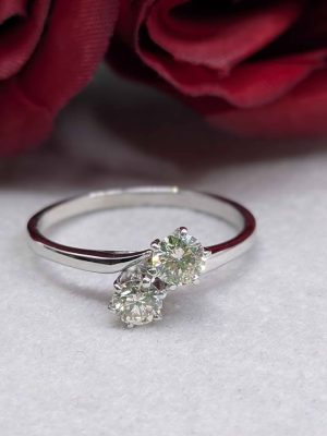 Ladies 18ct White Gold Dual Diamond Ring - BL432608
