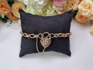 9ct Yellow Gold Heart Locket Belcher Bracelet TW434658