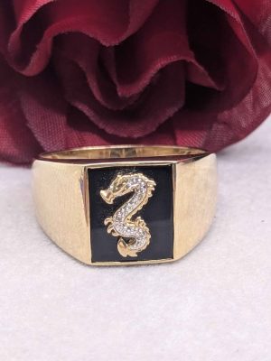 Men's 9ct Yellow Gold Dragon Dress Ring - BL424409