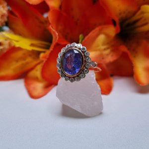 14ct Rose Gold Diamond and Tanzanite Ring TW396691