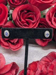 Ladies 10ct White Gold Diamond and Tanzanite Stud Earrings - BL396023