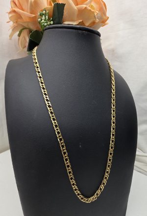 Unisex 9CT Yellow Gold Oval Double Link Necklace - IP405271