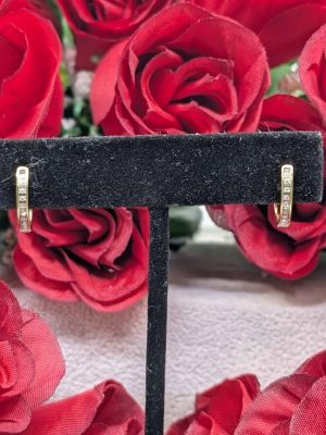 Ladies 9ct Gold Diamond Huggie Hoop Earrings - BL401502