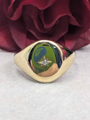Men's 9ct Yellow Gold Diamond Solitaire Ring - BL401716