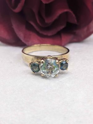 Valuated Ladies 9ct Gold Blue Topaz & Parti-Sapphire Ring - BL222229