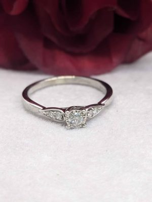 Ladies 10ct White Gold Accented Solitaire Diamond Ring - BL421745