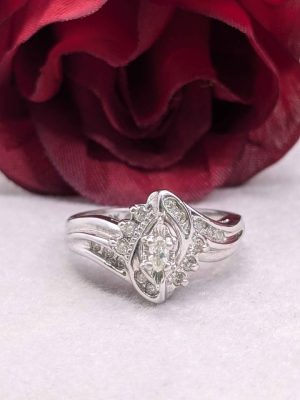 Ladies 10ct Gold Marquise Diamond Cocktail Ring - BL399145
