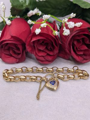 Ladies 9ct Yellow Gold Belcher Locker Bracelet - BL421724