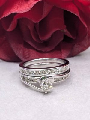 Ladies 9ct White Gold Bridal Ring Set - BL402740