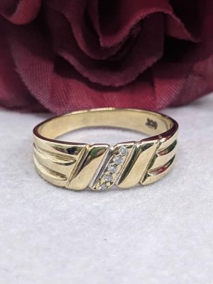 Men's 9ct Yellow Gold 5 Stone Diamond Ring - BL395743