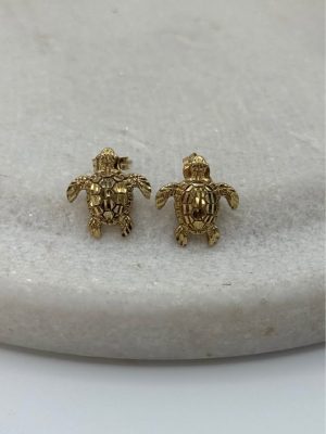 9ct Gold Turtle Earrings - GN437476