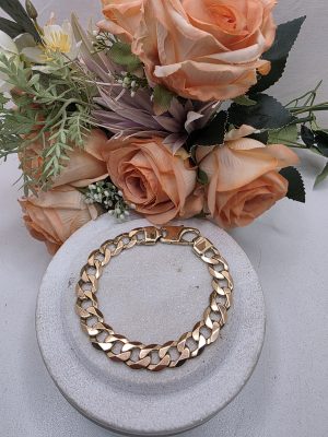 9CT Yellow Gold Chunky Curb Bracelet - IP395965