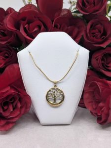 Ladies 9ct Yellow Gold Diamond Tree Pendant - BL392112