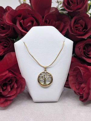 Ladies 9ct Yellow Gold Diamond Tree Pendant - BL392112