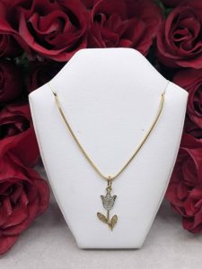 Ladies 9ct Yellow & White Gold Tulip Pendant - BL421731