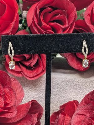 Ladies 9ct Yellow Gold Diamond Dangle Earrings - BL396022