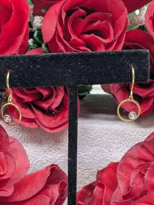 Ladies 9ct Yellow Gold Diamond Dangle Earrings - BL426382