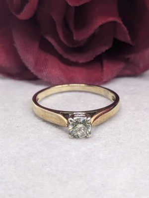 Valuated Ladies 9ct Yellow & White Gold Diamond Solitaire Ring - BL241251