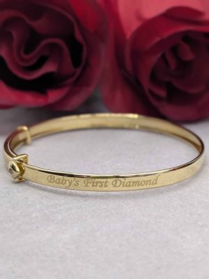 Babys First Diamond 9ct Yellow Gold Bangle - BL425716