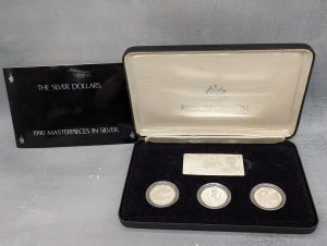 Royal Australian Mint 1990 The  Silver Dollars 4 Pce Coin & Plaque Collection - BP430486