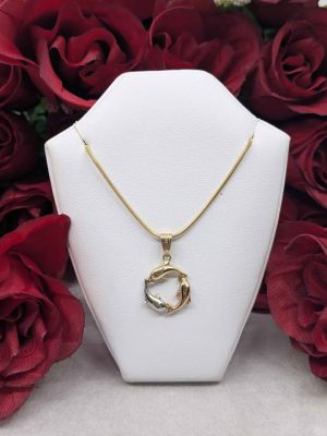 Ladies 9ct Tri-Tone Dolphin Pendant - BL385046