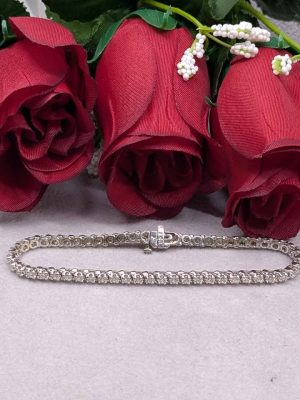 Ladies 14ct White Gold Diamond Tennis Bracelet - BL421746