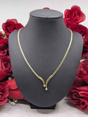 Ladies 9ct Yellow Gold Diamond Necklace - BL439687