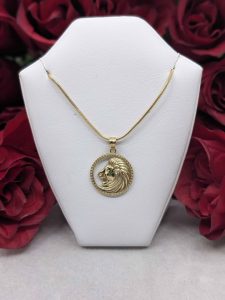 Unisex 9ct Yellow Gold Lion Pendant - BL385589